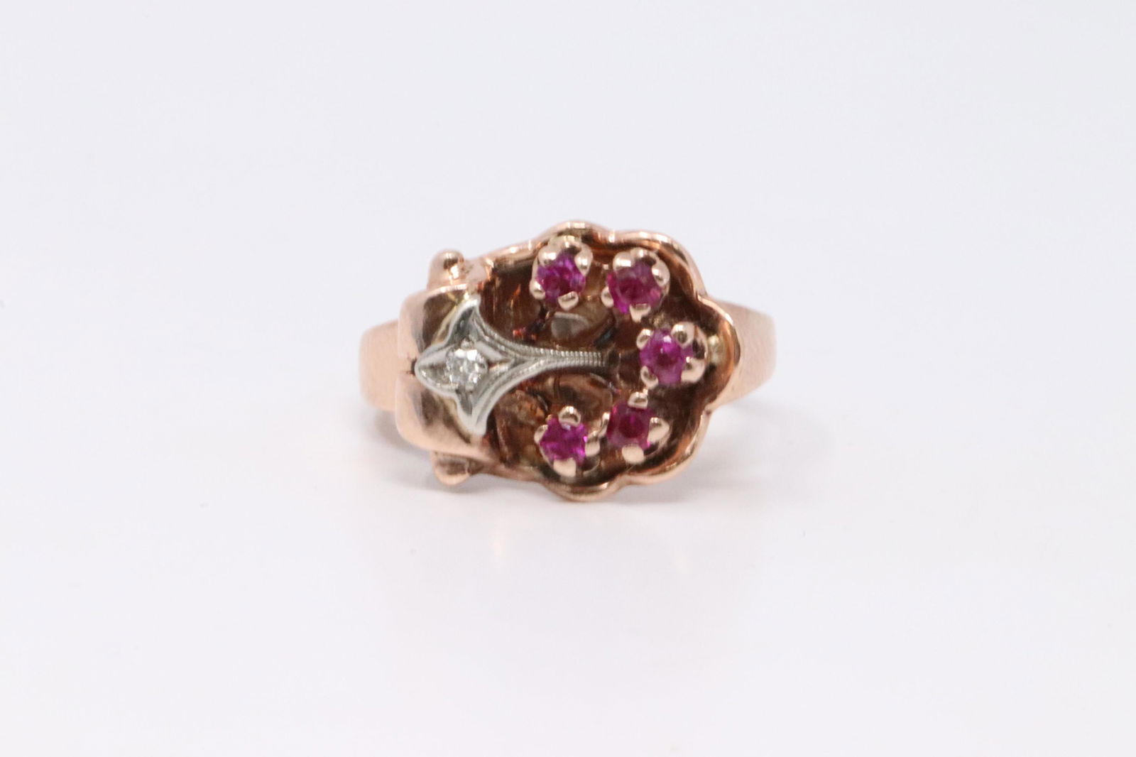 Antique or Art Deco Ladies 14k Rose Gold Ring with Ruby (1 of 4)