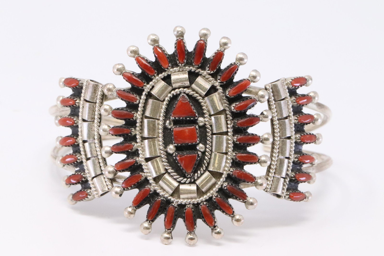 Native American Zuni Handmade Sterling Silver Coral (1 of 5)