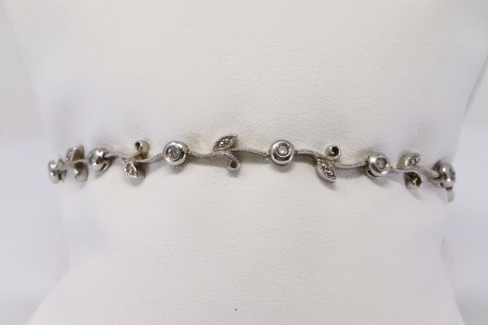 Ladies 10k White Gold diamond Bracelet (1 of 3)