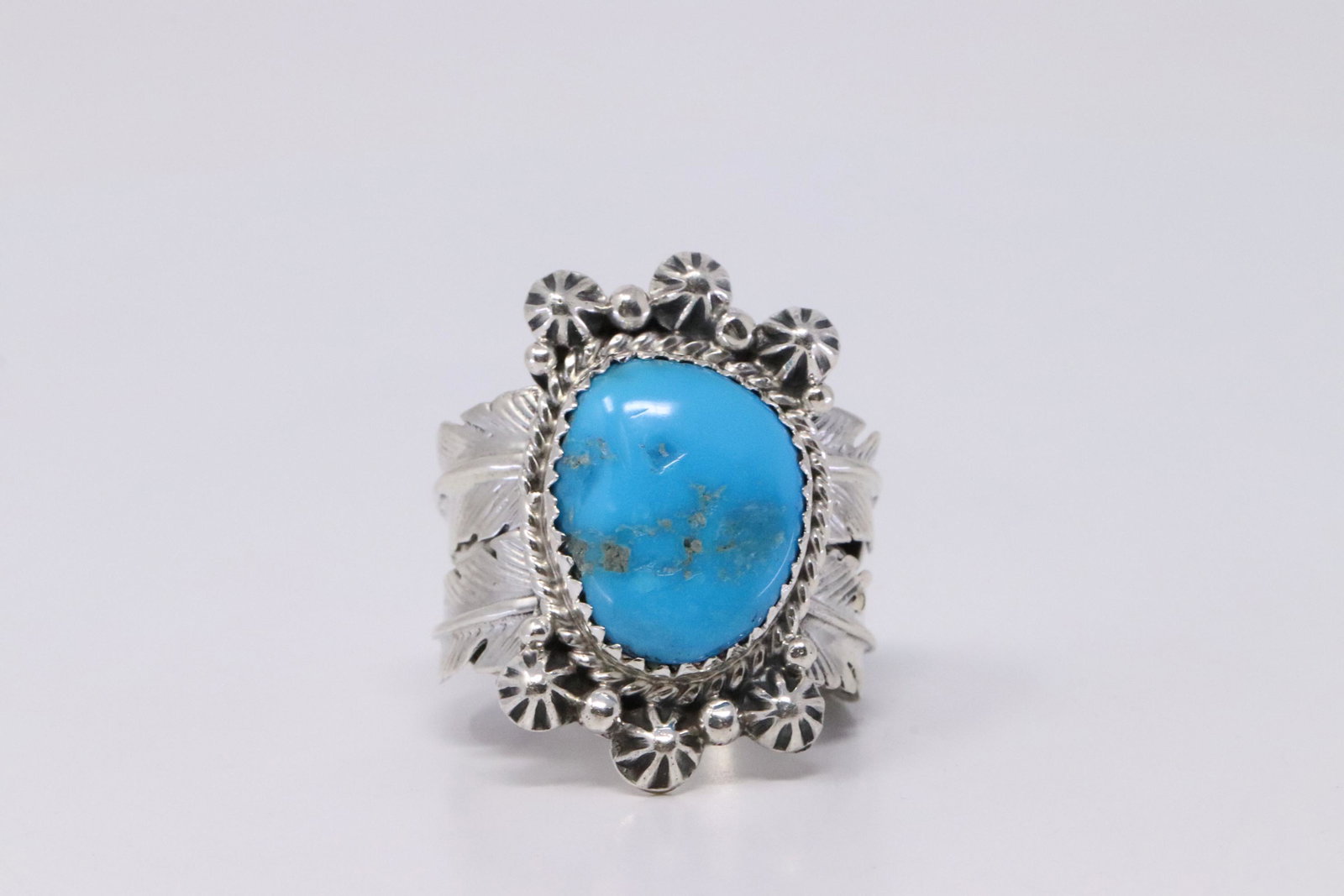 Native American Navajo Handmade Sterling Silver: This is a Native American Navajo Handmade Sterling Silver Turquoise Ring By Grace Kenneth. Rng size: 5.75.