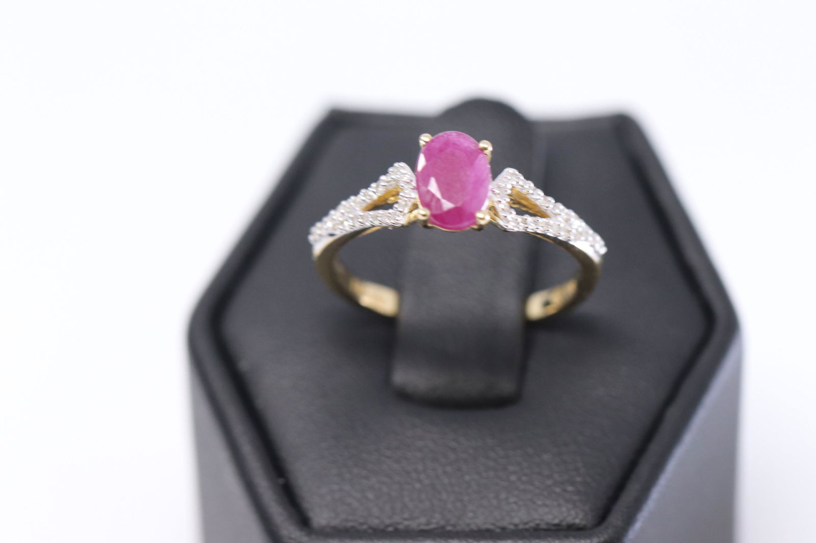 14KT Yellow Gold Diamond Ring/ Red Ruby (1 of 3)
