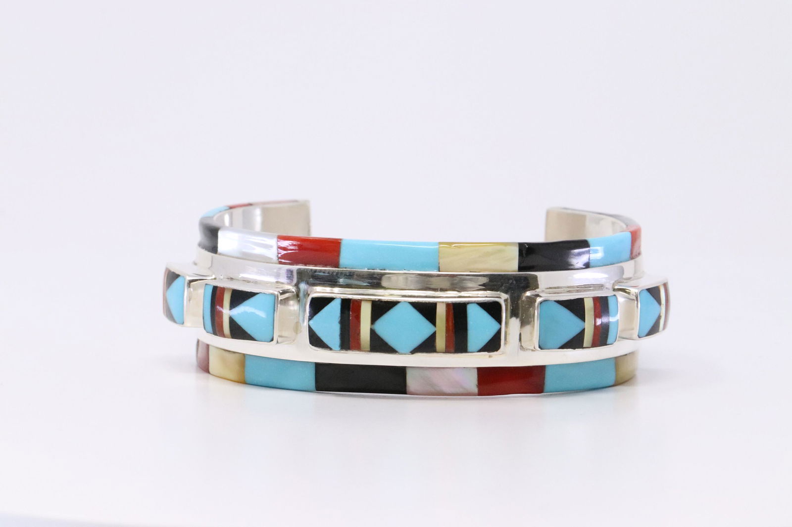 Native American Handmade Sterling Silver Zuni Inlay (1 of 4)