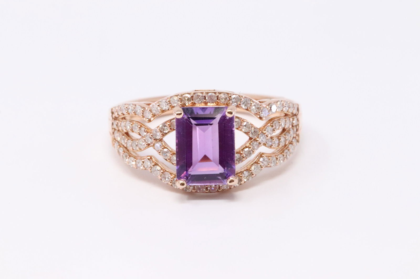 14KT Diamond Amethyst Ring. (1 of 4)