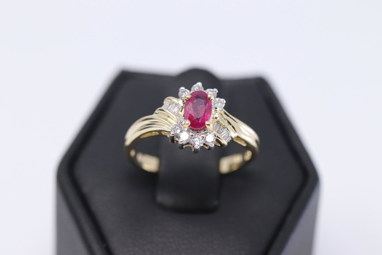 14Kt Yellow Gold Diamond Ring w/ Ruby Center Stone (1 of 3)