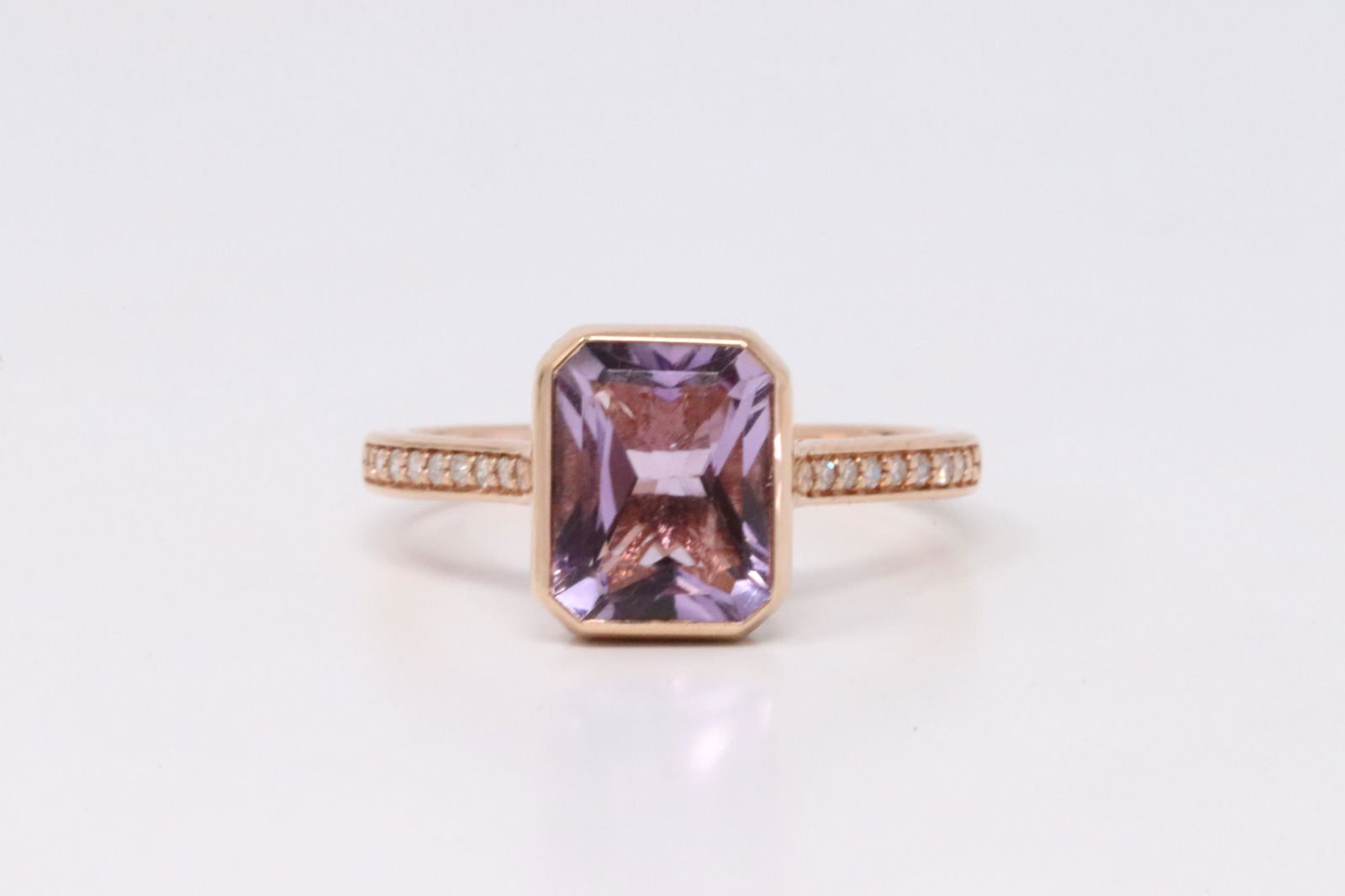 14Kt Rose Gold Amethyst Diamond Ring. (1 of 4)