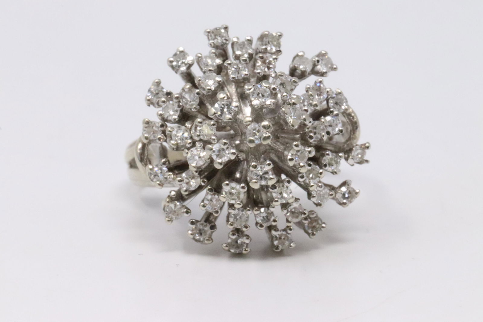 Estate  Vintage Diamond 14K White Gold Cluster Cocktail (1 of 5)