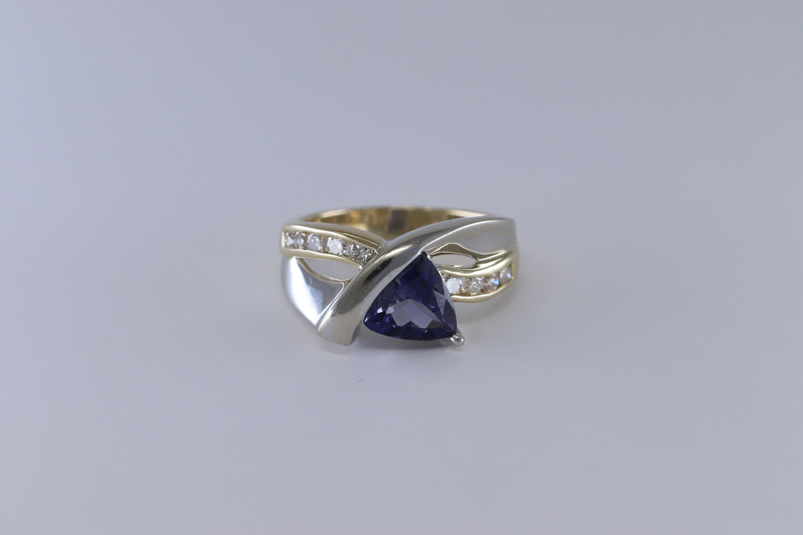 14Kt 2 Tone Tanzanite & Diamond Ring (1 of 4)