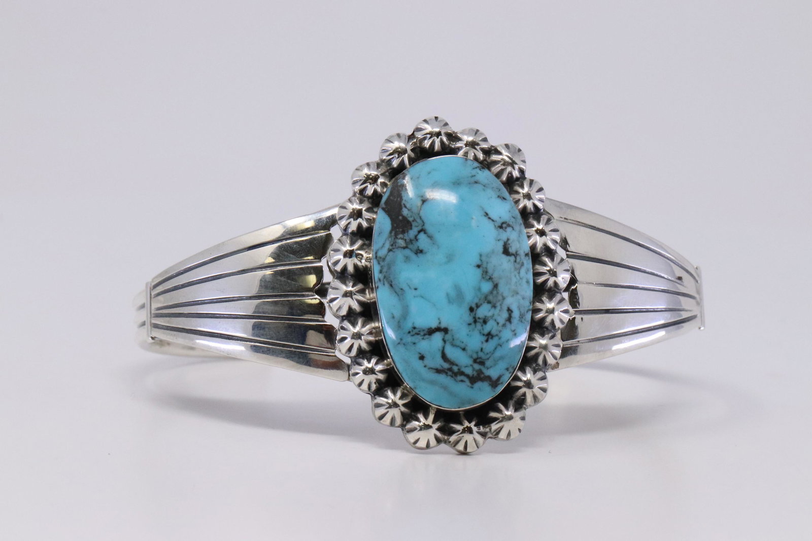 Native American Navajo Handmade Sterling Silver: This Is Native American Navajo Handmade Sterling Silver Turquoise Bracelet By David Lee.