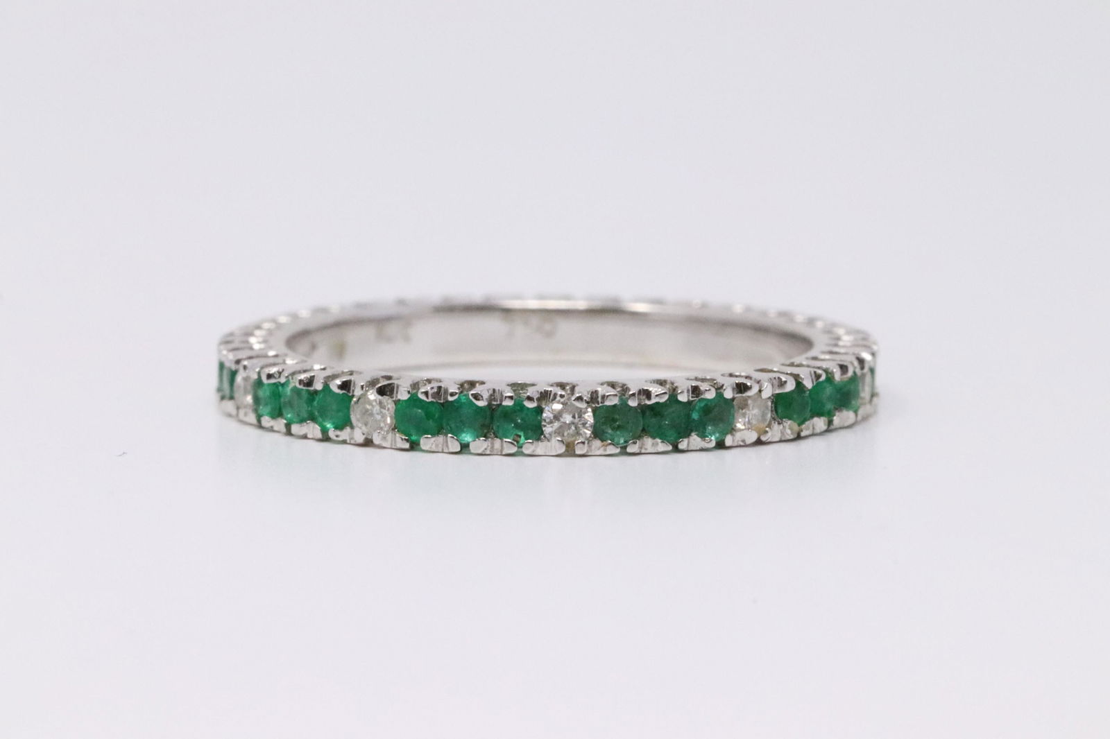 18Kt White Gold Emerald & Diamond Eternity Ring. (1 of 4)