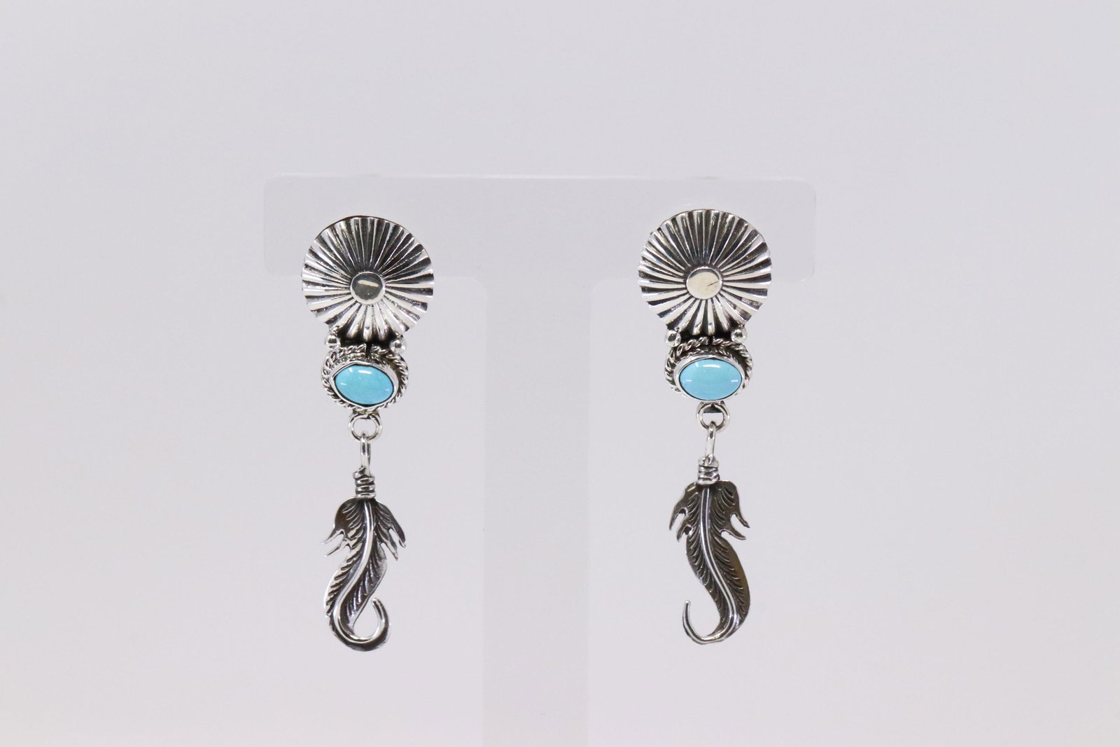 Native American Navajo Handmade Sterling Silver: This is a Native American Navajo Handmade Sterling Silver Turquoise Post Earring's By Daniel Benally.