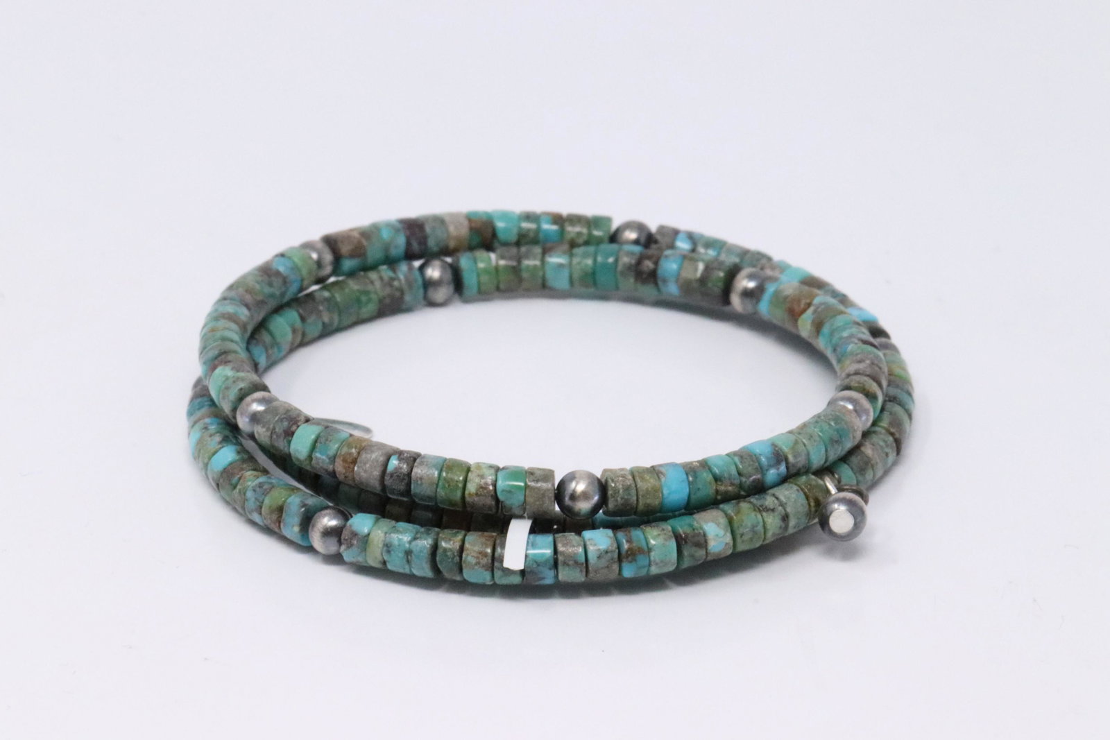 Native American Navajo Handmade Sterling Silver Stretch: This is a Native American Navajo Handmade Sterling Silver Stretch Turquoise Bracelet.