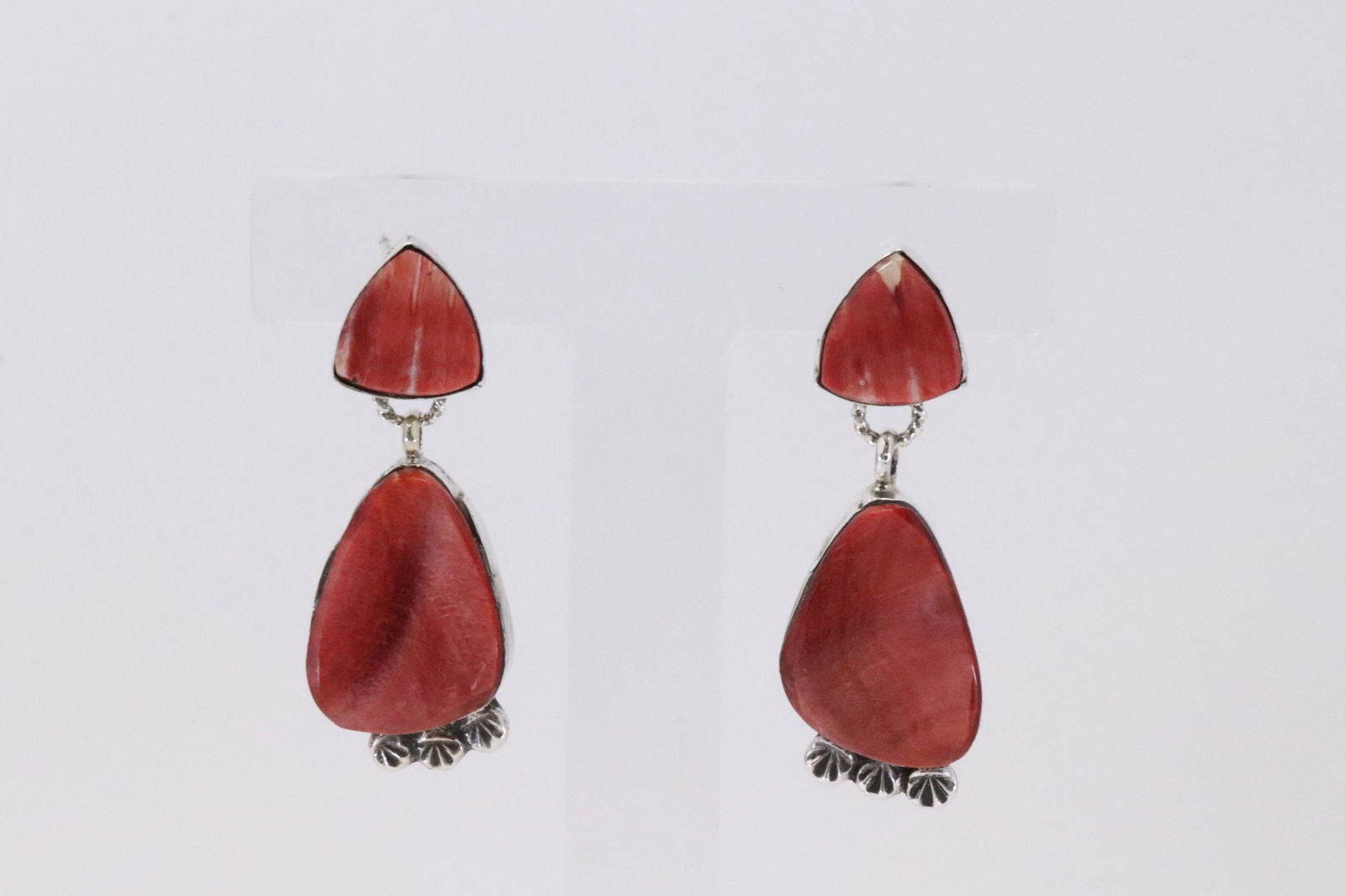 Native American Navajo Handmade Sterling Silver Spyni: This is a Native American Navajo Handmade Sterling Silver Spyni Oyster Post Earring's By Selena Warner.