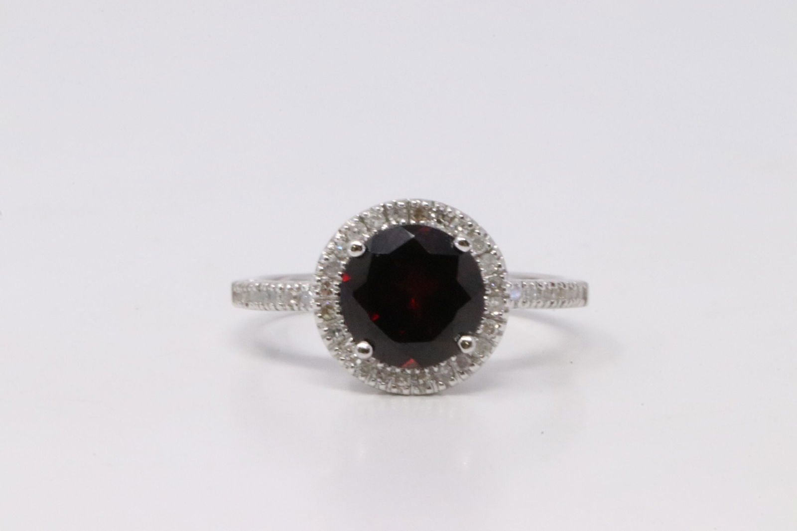 White Gold Diamonds/Garnet Ring (1 of 4)
