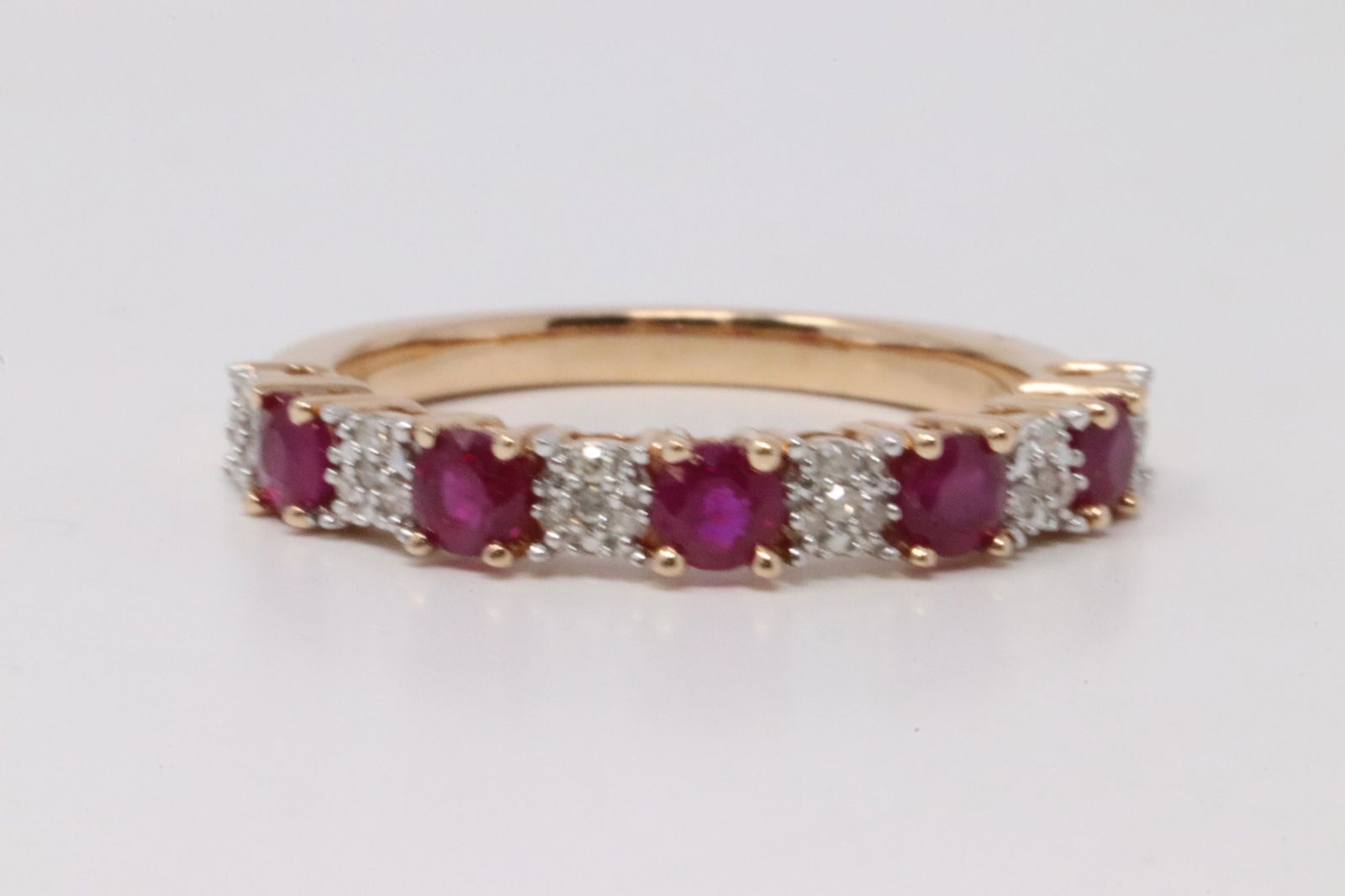 14Kt Rose Gold Diamonds/Ruby's Ring (1 of 4)