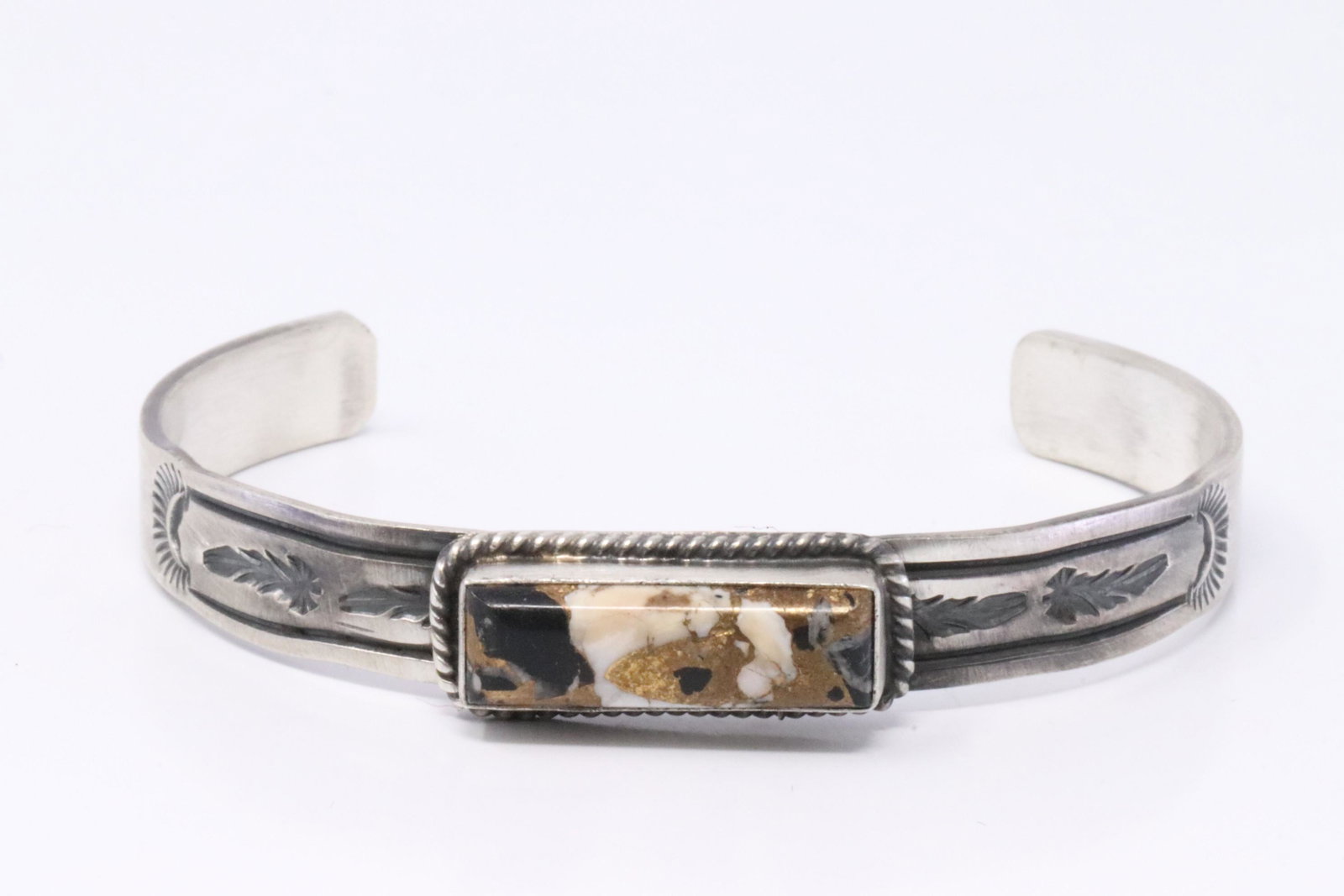 Native America Navajo Handmade Sterling Silver: This is a Native America Navajo Handmade Sterling Silver Compressed Turquoise Bracelet By Rick Enriquez.
