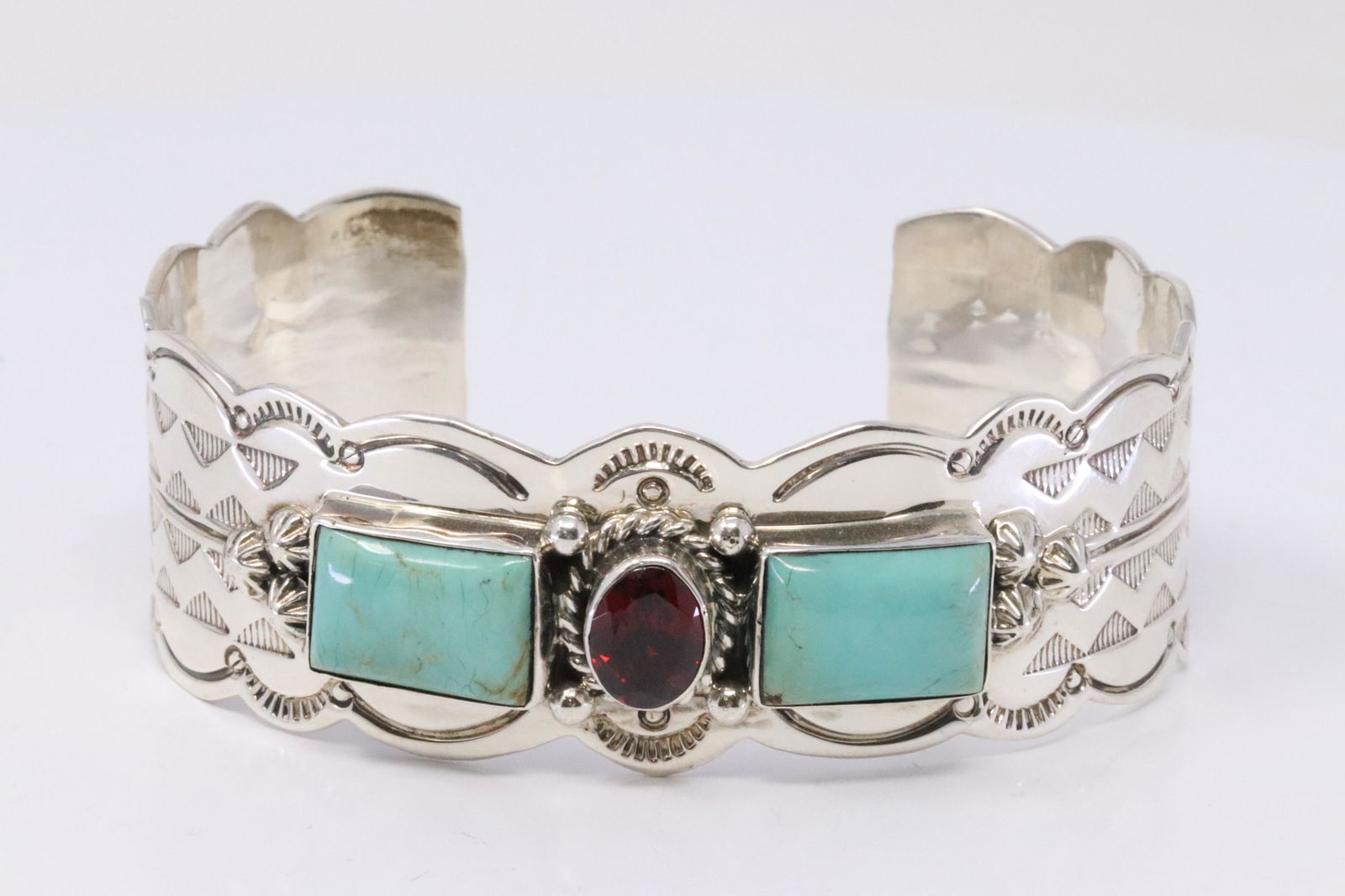 Native American Navajo Handmade Sterling Silver Garnet (1 of 4)