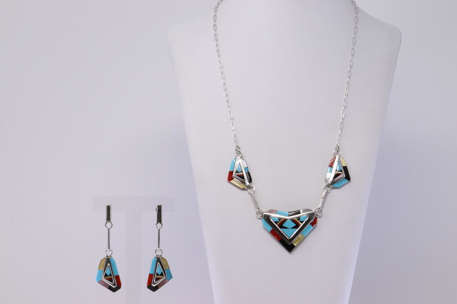 Native American Zuni Handmade Sterling Silver Inlay (1 of 7)