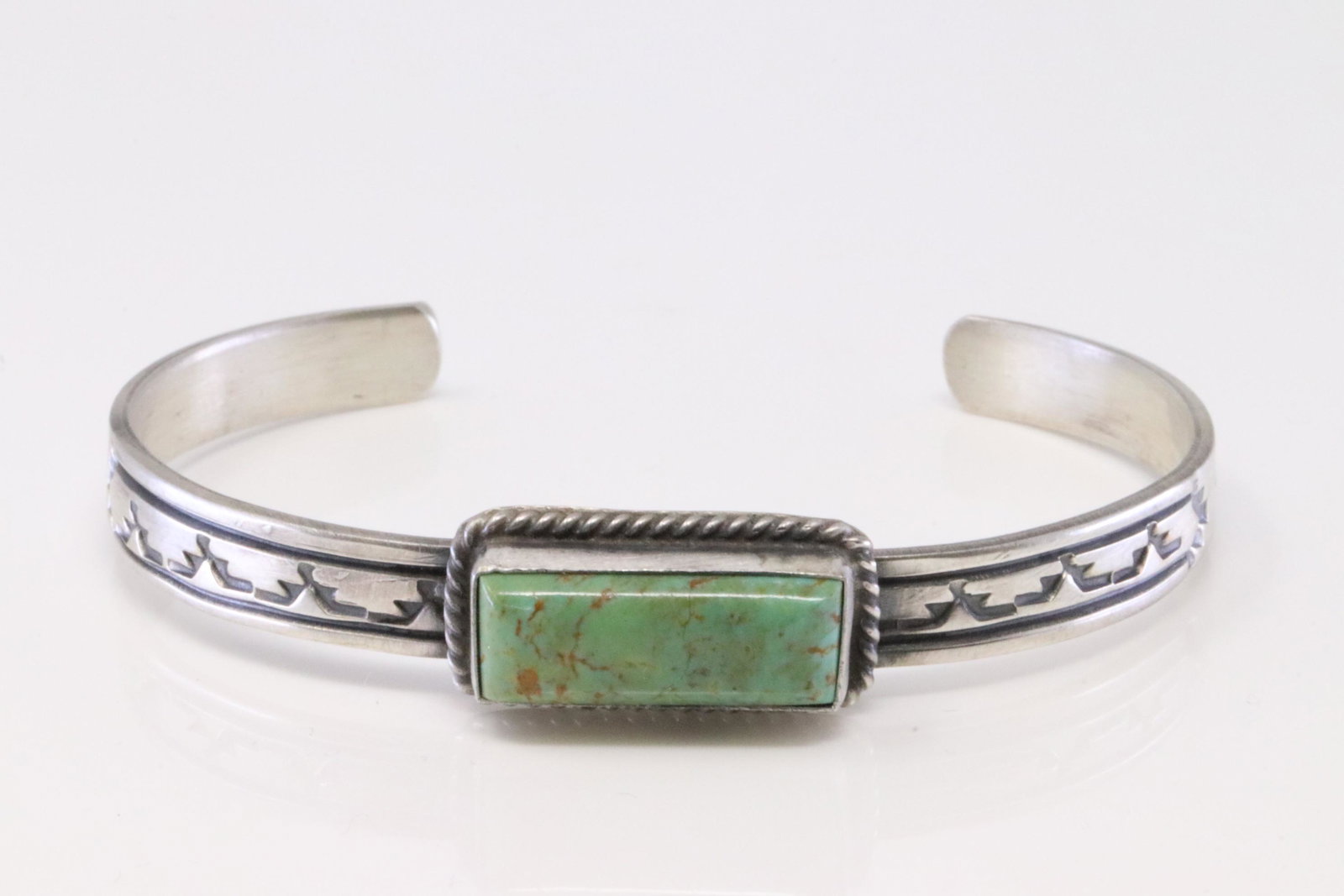 Native American Navajo Handmade Sterling Silver: This is a Native American Navajo Handmade Sterling Silver Turquoise Bracelet By Rick Enriquez.