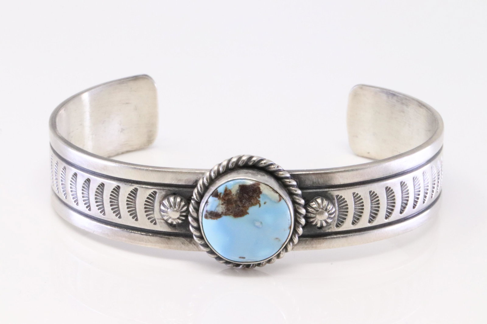 Native American Navajo Handmade Sterling Silver Golden: This is a Native American Navajo Handmade Sterling Silver Golden Hills Turquoise Bracelet By Rick Enriquez.
