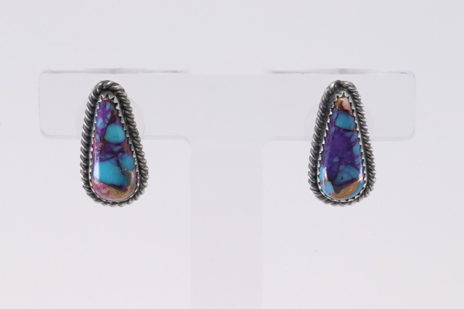 Native American Navajo Handmade Sterling Silver: This is a Native American Navajo Handmade Sterling Silver Multi-Color Post Earring's By Virginia B.