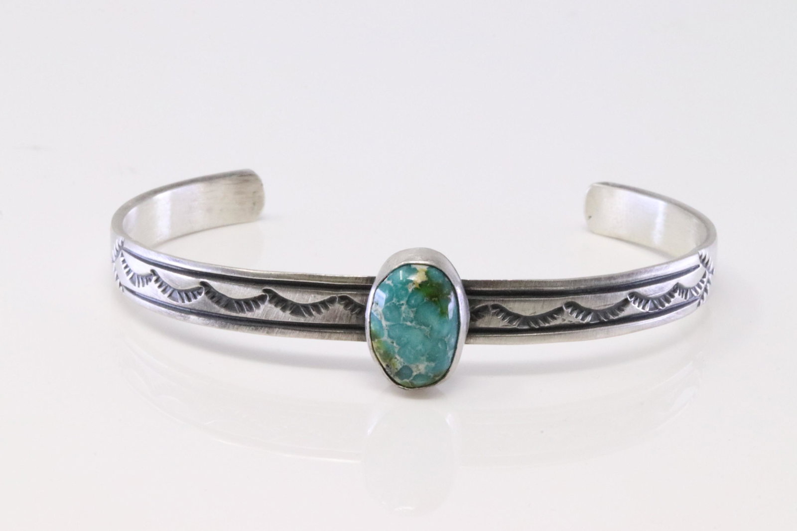 Native America Handmade Navajo Sterling Silver Sonora: This is a Native America Handmade Navajo Sterling Silver Sonora Gold Turquoise Bracelet By Rick Enriquez.