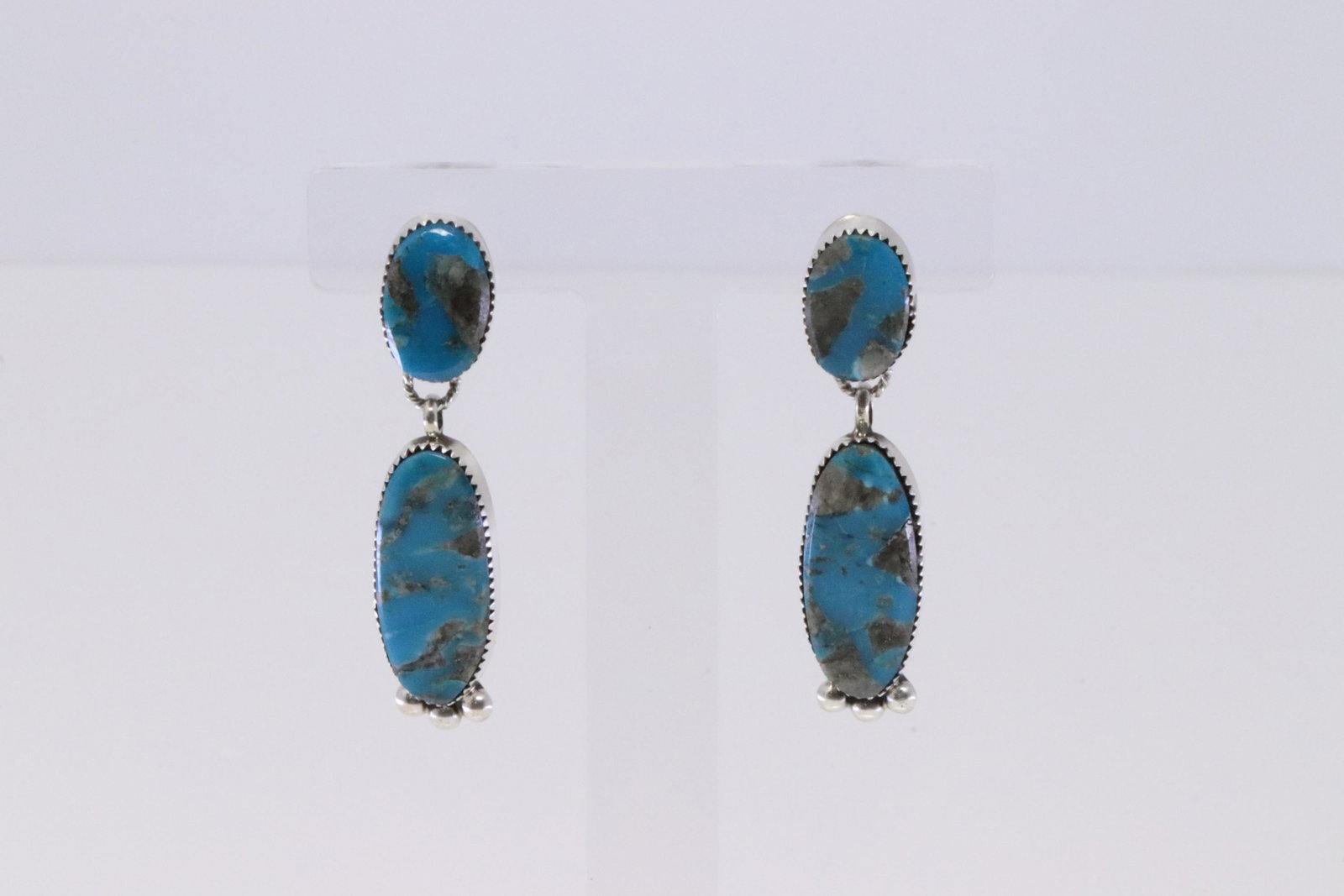 Native American Navajo Handmade Sterling Silver: This is a Native American Navajo Handmade Sterling Silver Turquoise Post / Dangling Earring's By Selina Warner.