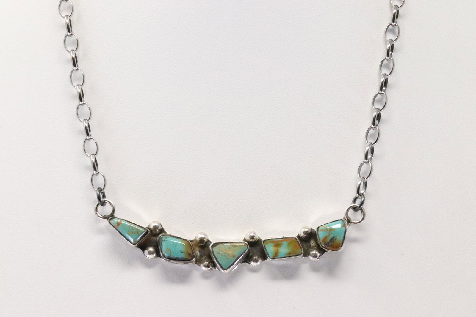 Native America Zuni Handmade Sterling Silver Turquoise: This is a Native America Zuni Handmade Sterling Silver Turquoise Necklace By Jude Candelaria. Necklace length: 16.00"