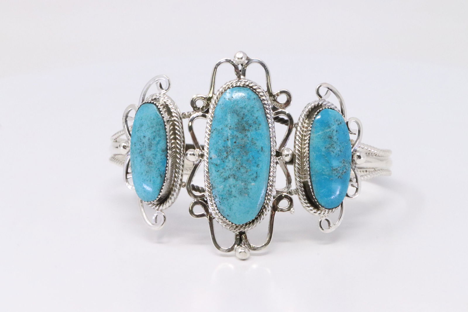 Native American Navajo Handmade Sterling Silver: This is a Native American Navajo Handmade Sterling Silver Turquoiose Bracelet By Mike Smith.