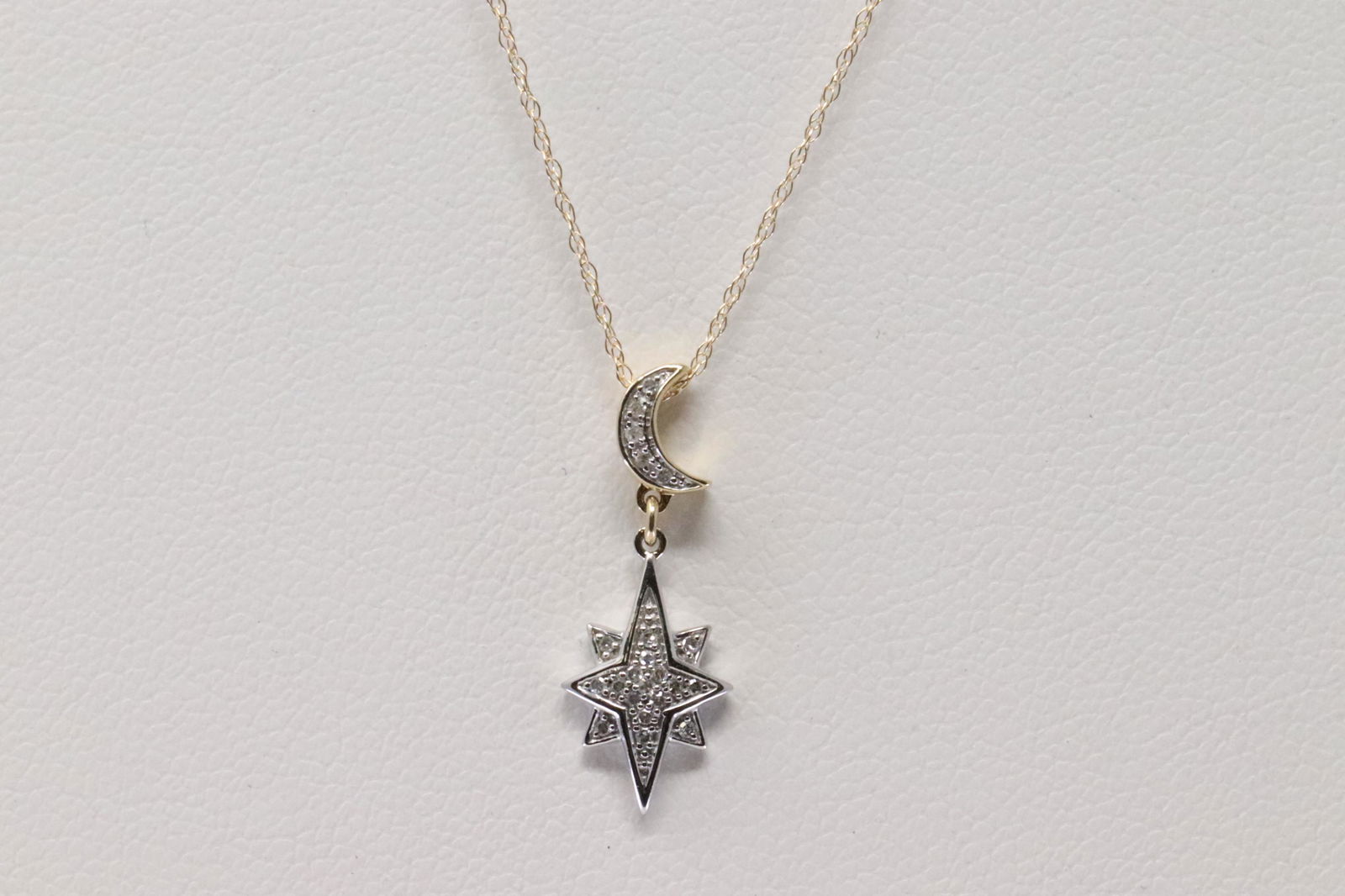Yellow Gold Moon  / Star Diamond Pendant. (1 of 4)