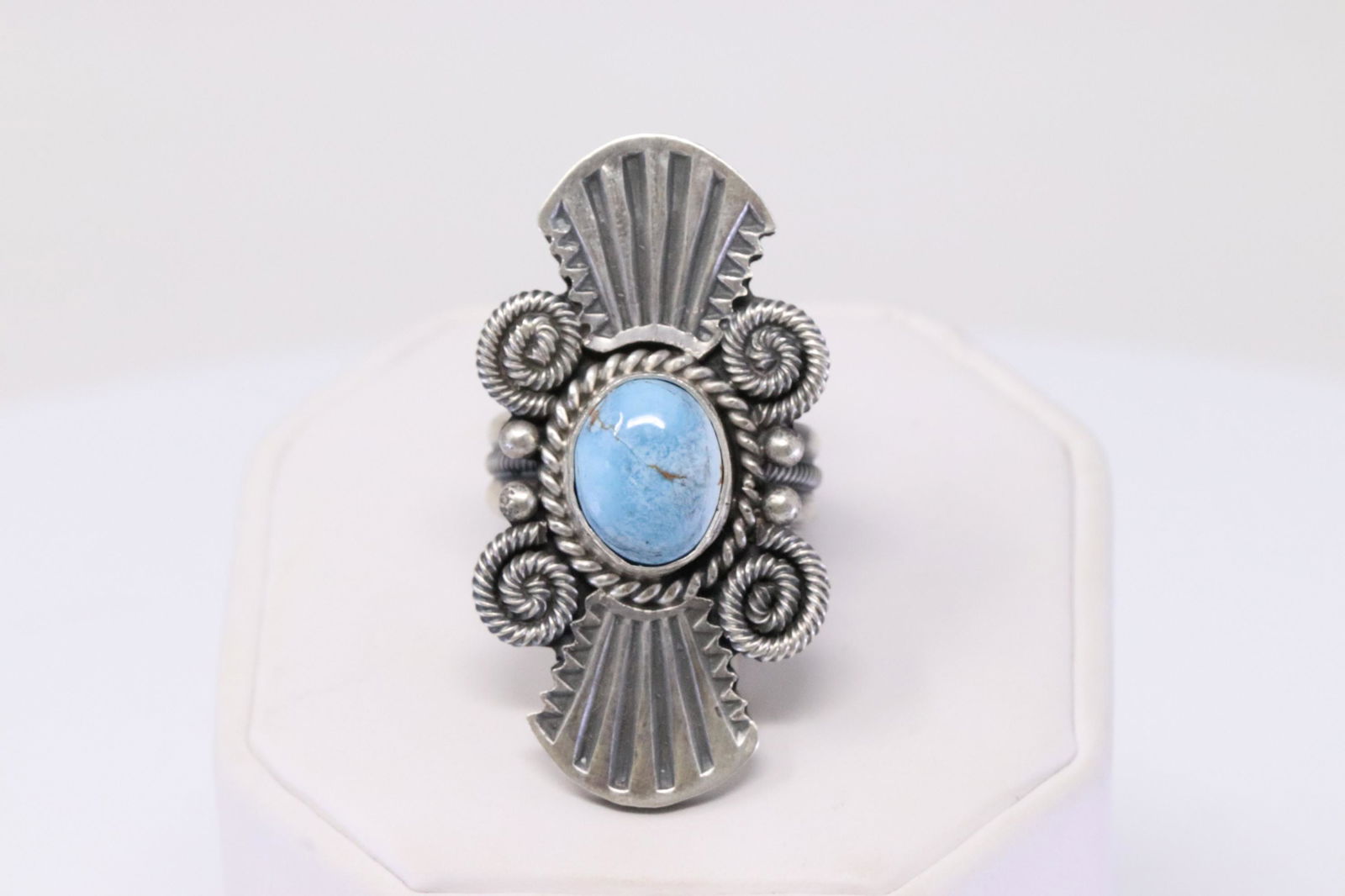 Native America Navajo Handmade Sterling Silver Golden: This is a Native America Navajo Handmade Sterling Silver Golden Hill Turquoise Ring By M.C. Ring size: 7.00.