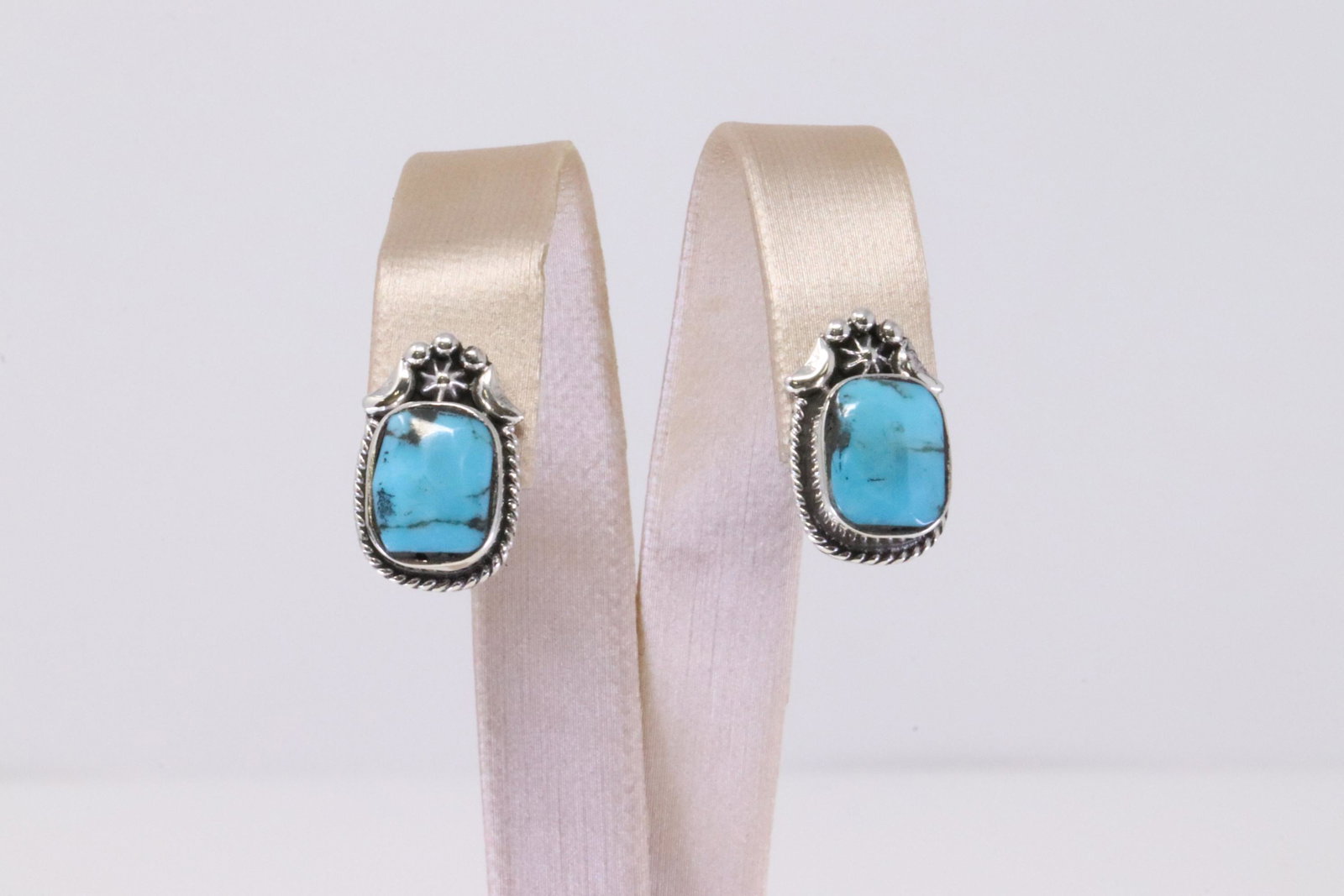 Native American Navajo Handmade Sterling Silver: This is a Native American Navajo Handmade Sterling Silver Turquoise Post Earring's By Etta Larry.