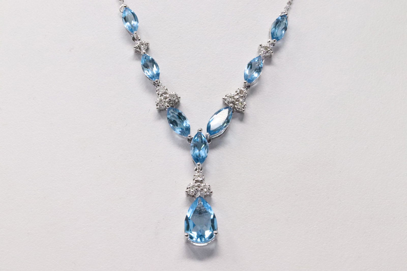 White Gold Blue Topaz / Diamond Necklace. (1 of 4)