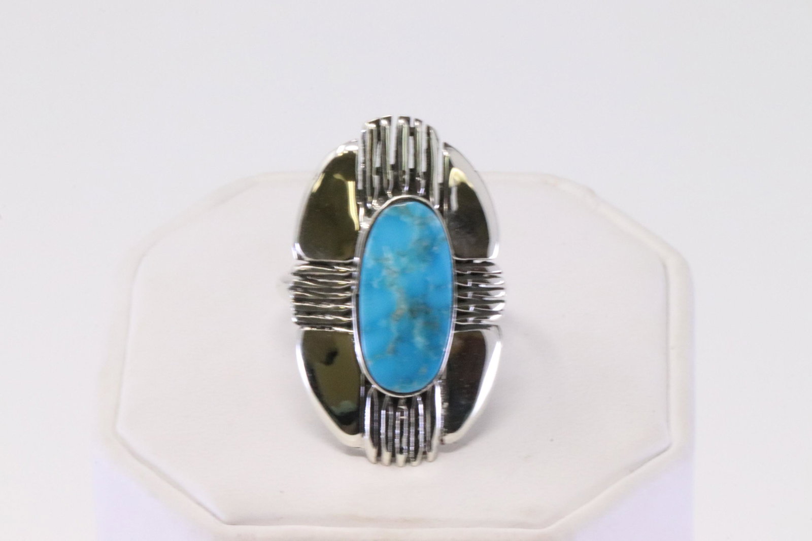 Native America Navajo Handmade Sterling Silver: This is a Native America Navajo Handmade Sterling Silver Turquoise Ring By Mike Smith. Ring size: 8.75.