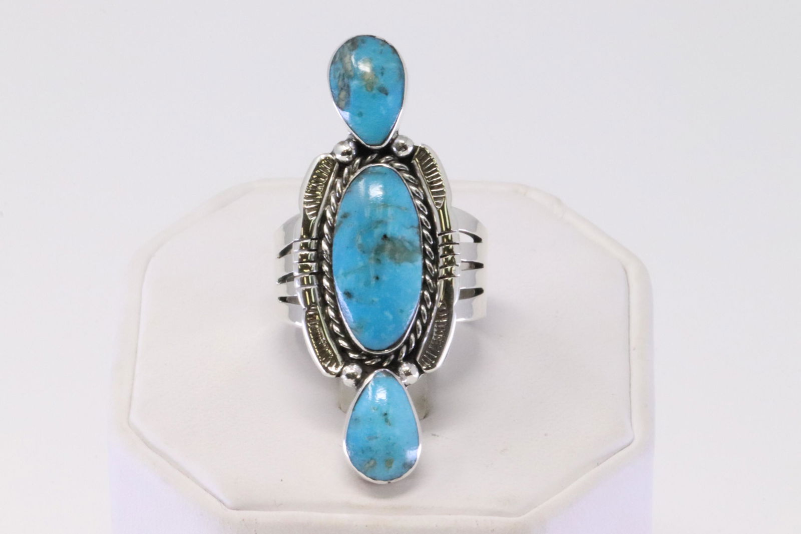 Native American Navajo Handmade Sterling Silver: This is a Native American Navajo Handmade Sterling Silver Turquoise Ring By Mike Smith. Ring size: 9.50.