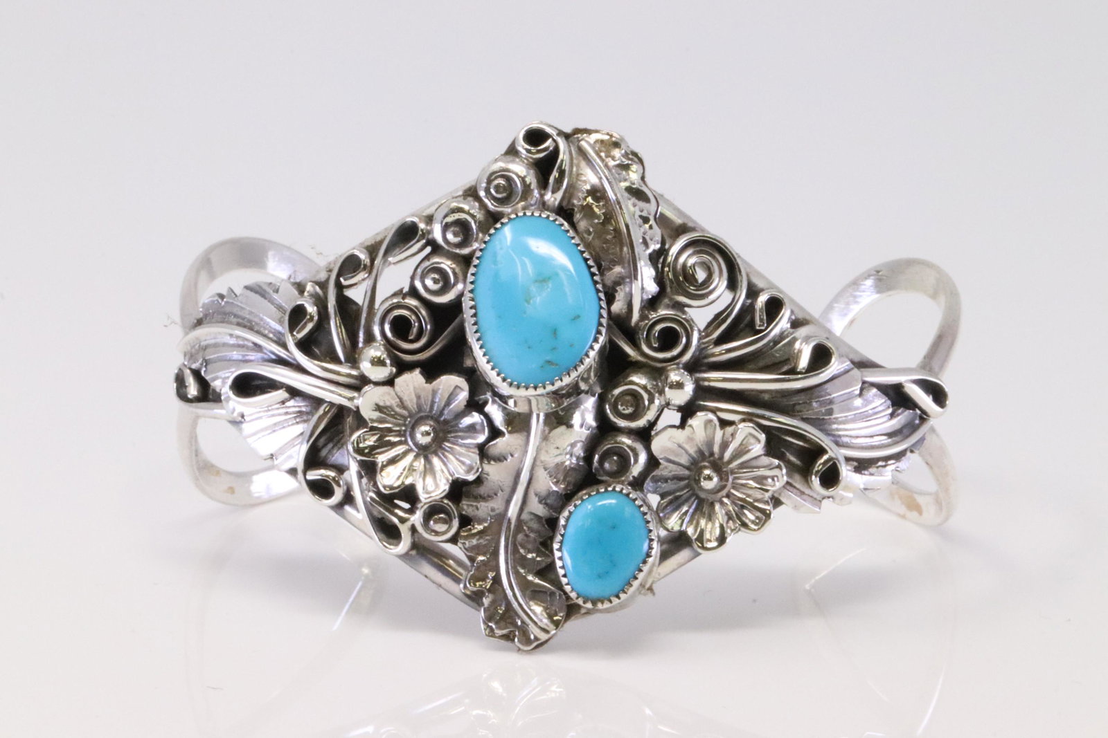 Native American Navajo Handmade Sterling Silver: This is a Native American Navajo Handmade Sterling Silver Turquoise Bracelet By Harry B.Yazzie.