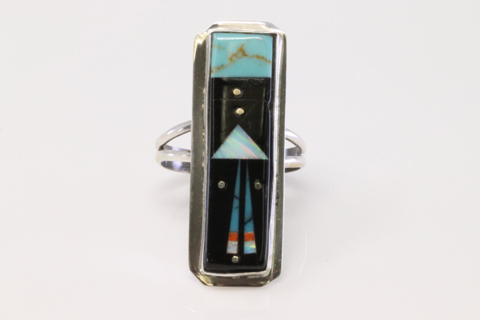 Native America Navajo Handmade Sterling Silver Night: This is a Native America Navajo Handmade Sterling Silver Night Sky Inlay Ring By G. Ring size: 7.25.