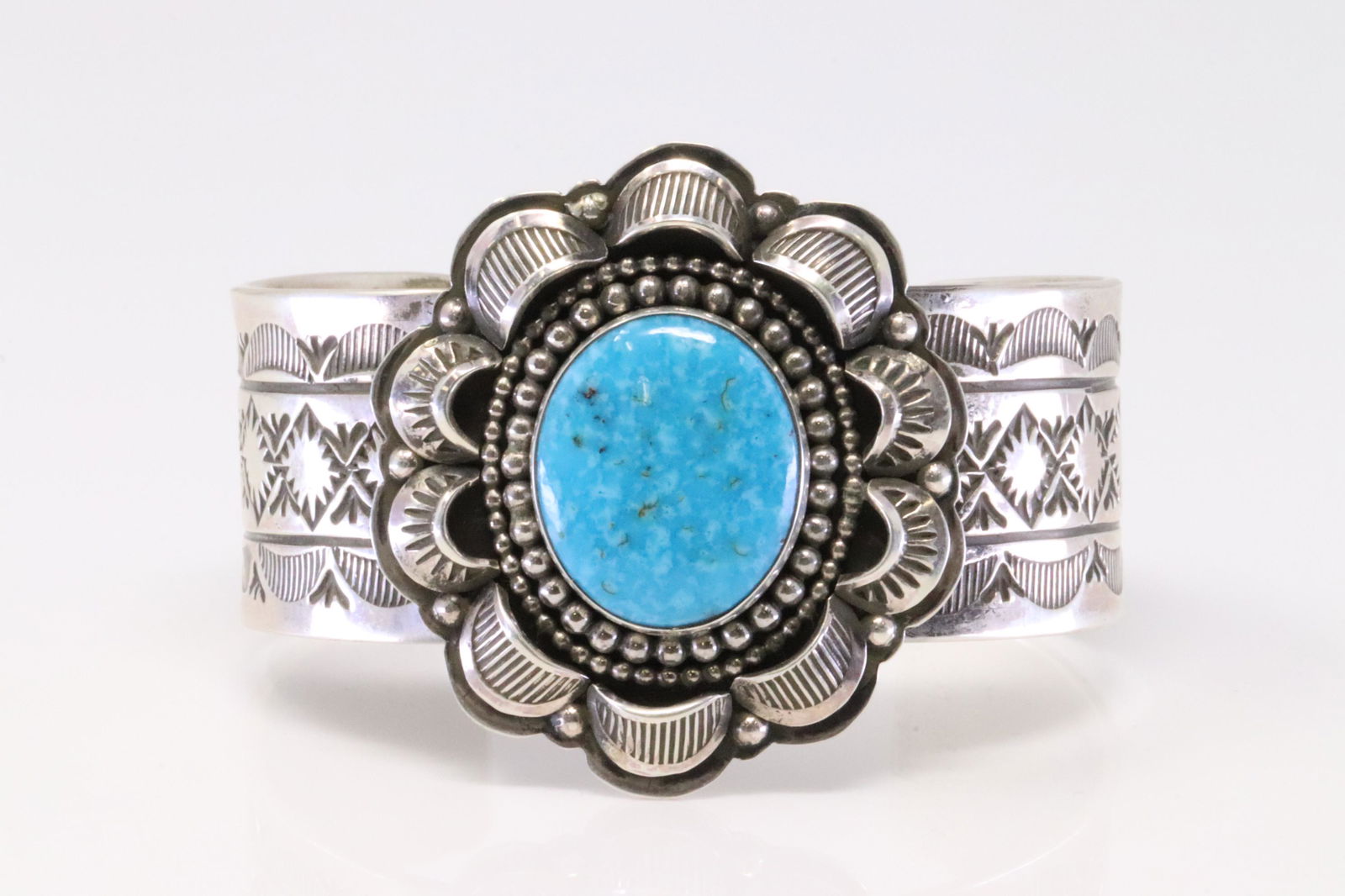 Native America Navajo Handmade Sterling Silver Turquoise Bracelet By James Lee J. (1 of 4)