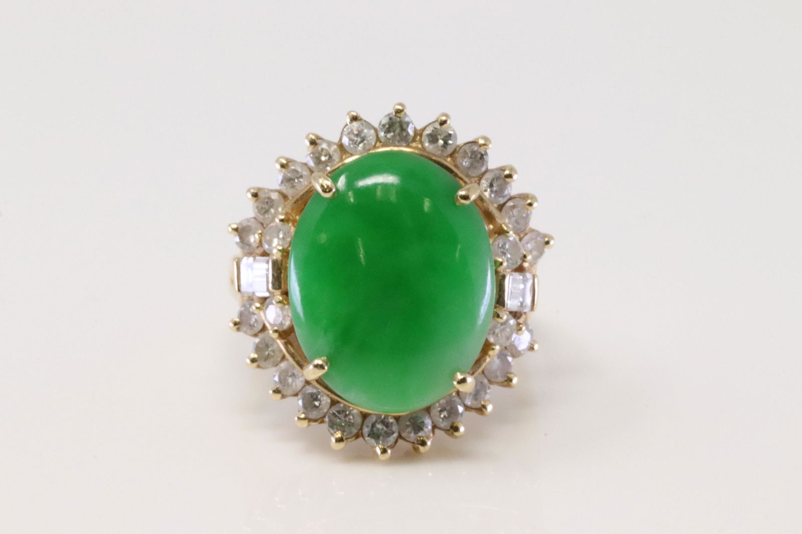 14Kt Yellow Gold Diamond & Jade Ring (1 of 5)