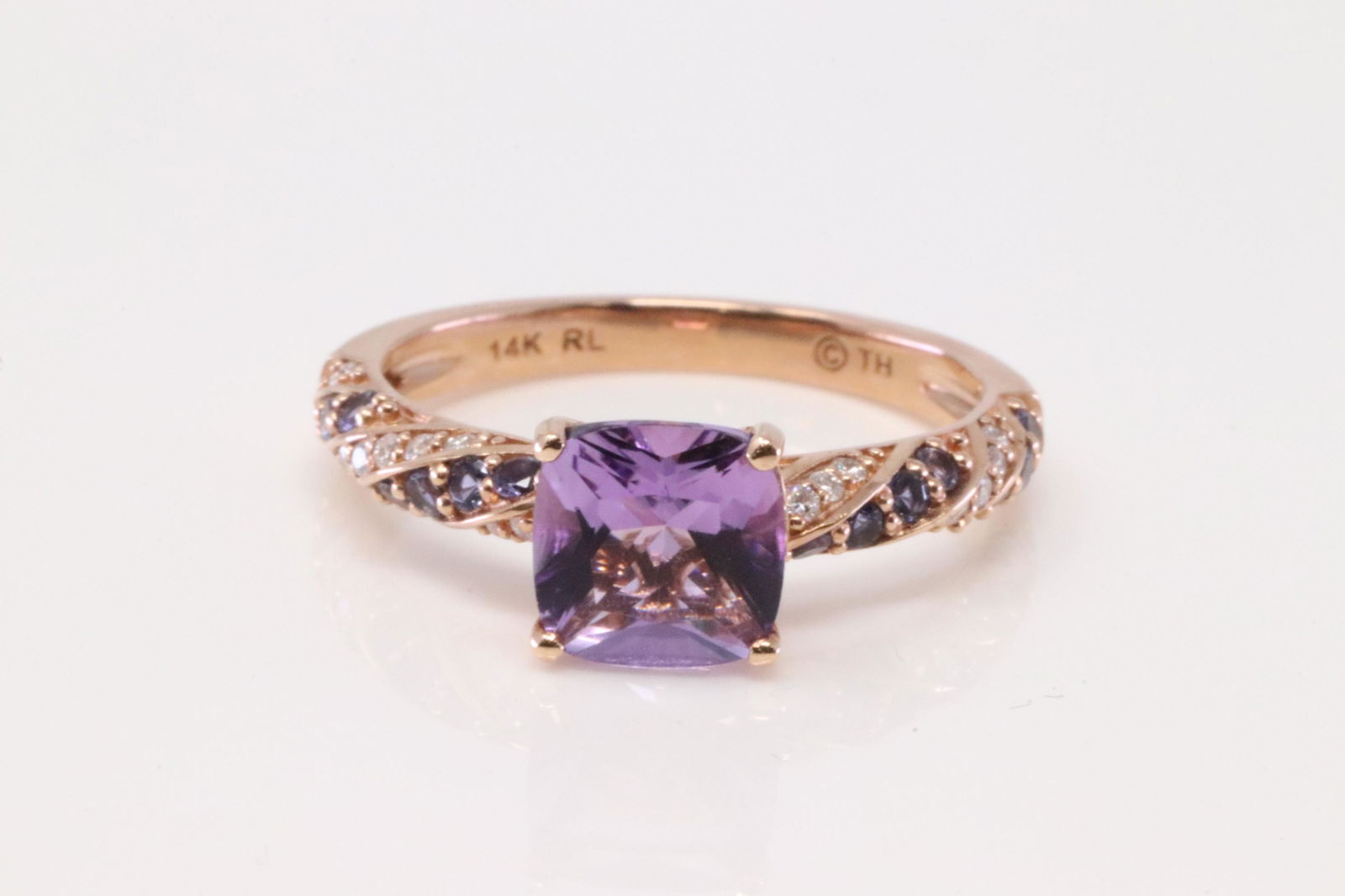 14Kt Rose Gold Amethyst / Sapphire / Diamond Ring. (1 of 4)