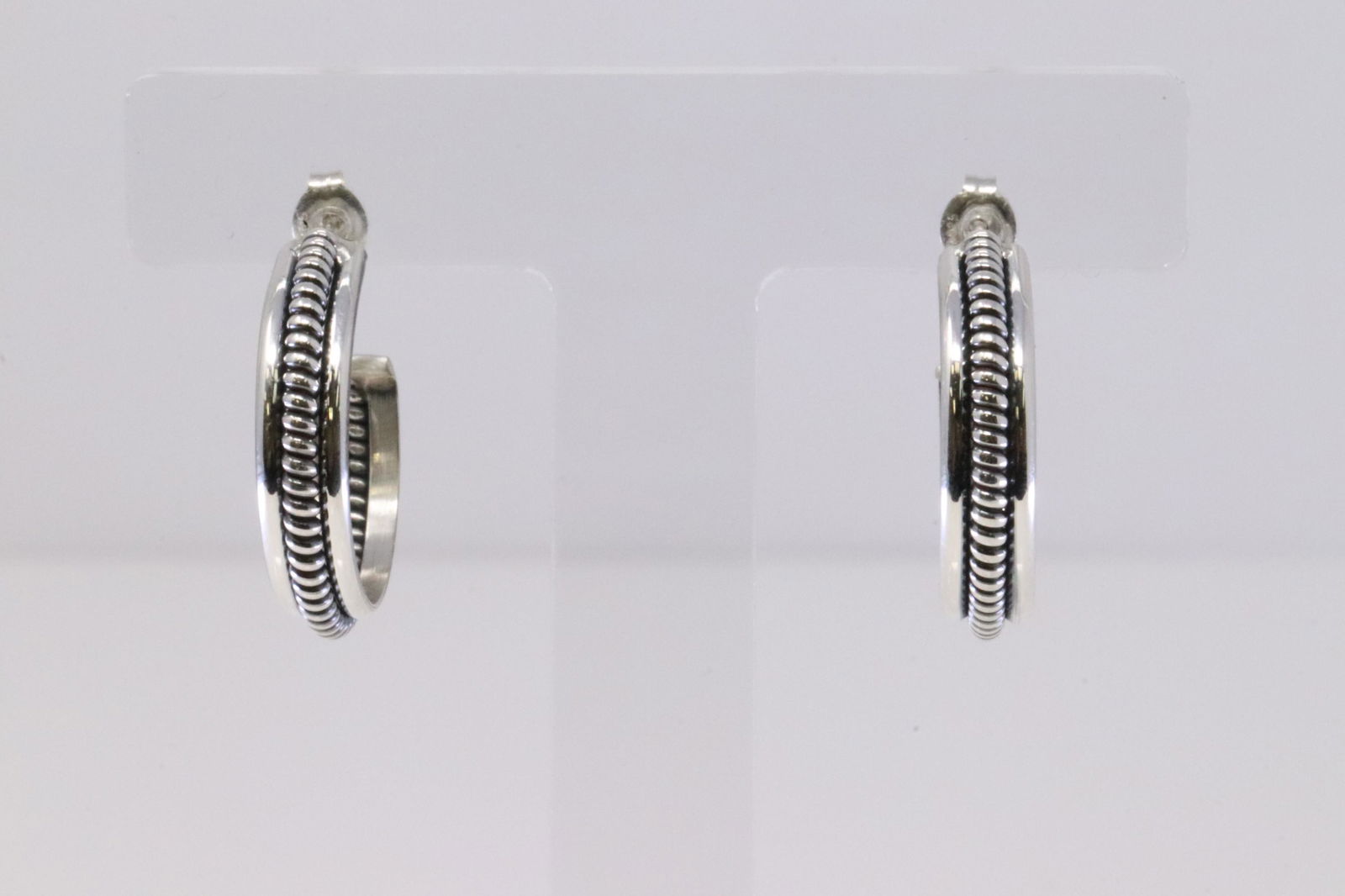 Native American Navajo Handmade Sterling Silver Hoop Earring's By Carolyne Tsosie. (1 of 4)