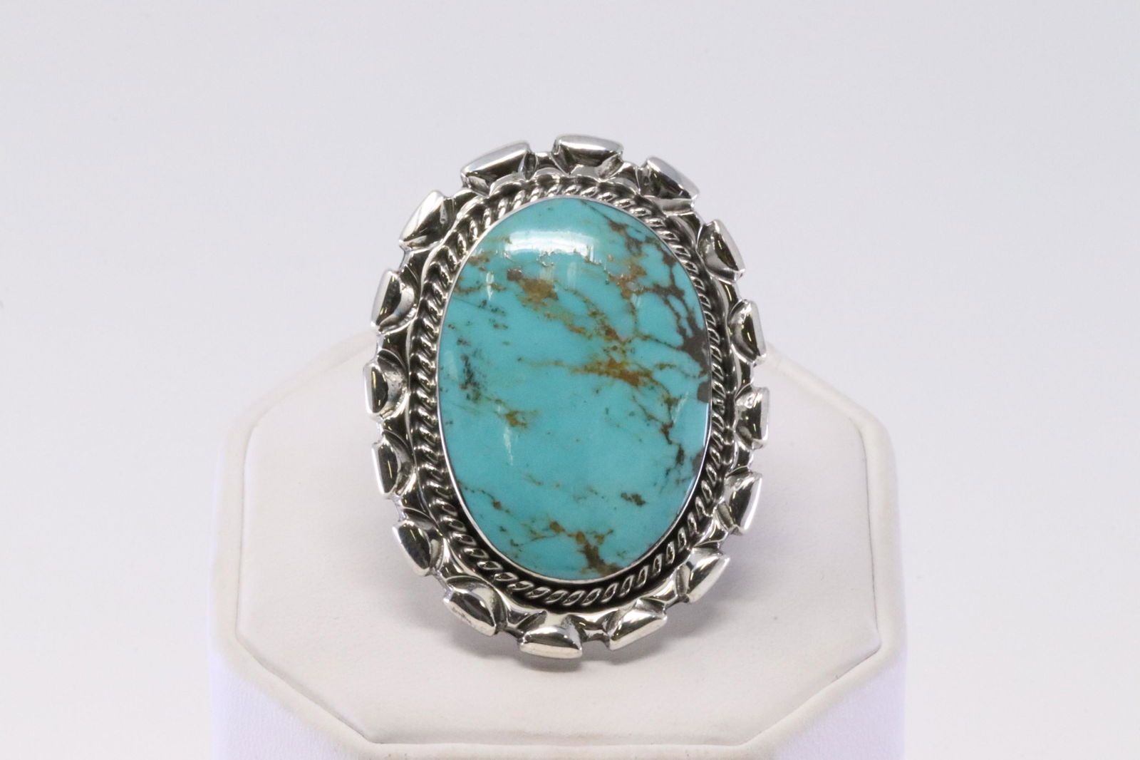 Native American Navajo Handmade Sterling Silver Turquoise Ring By Gilbert Smith. (1 of 4)