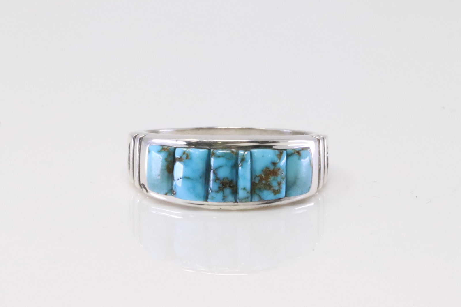 Native American Navajo Handmade Sterling Silver Turquoise Ring By Rick. (1 of 4)