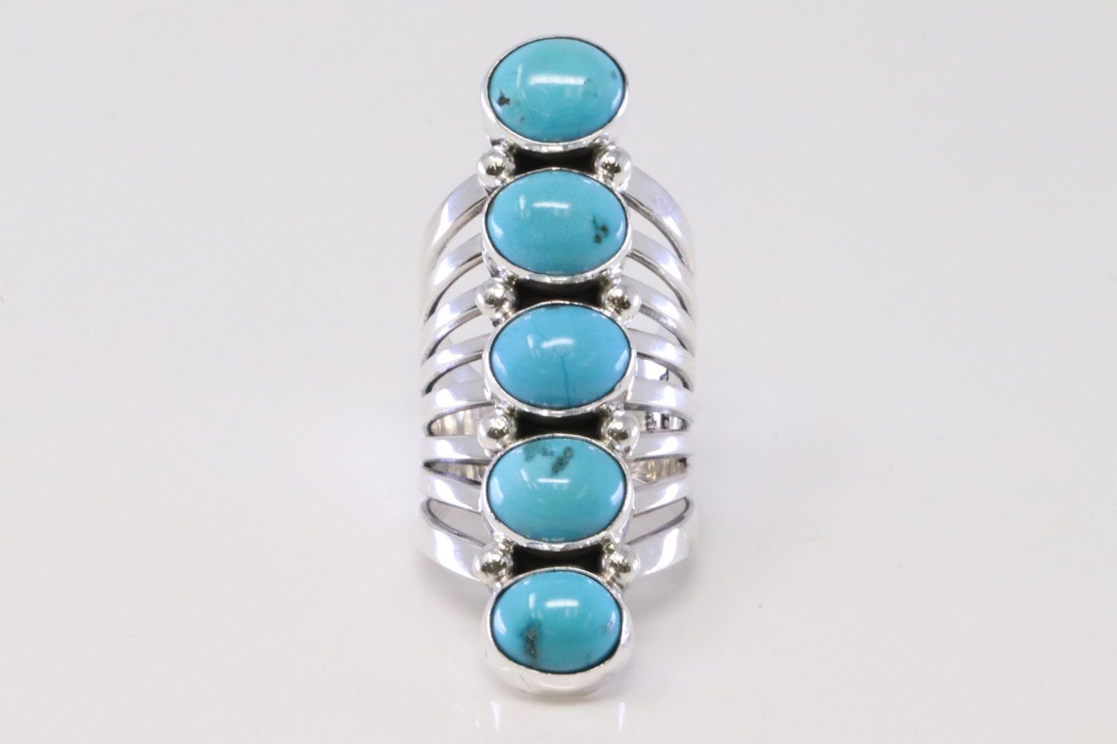 Native America Navajo Handmade Sterling Silver Turquoise Ring By Thomas Yazzie. (1 of 5)