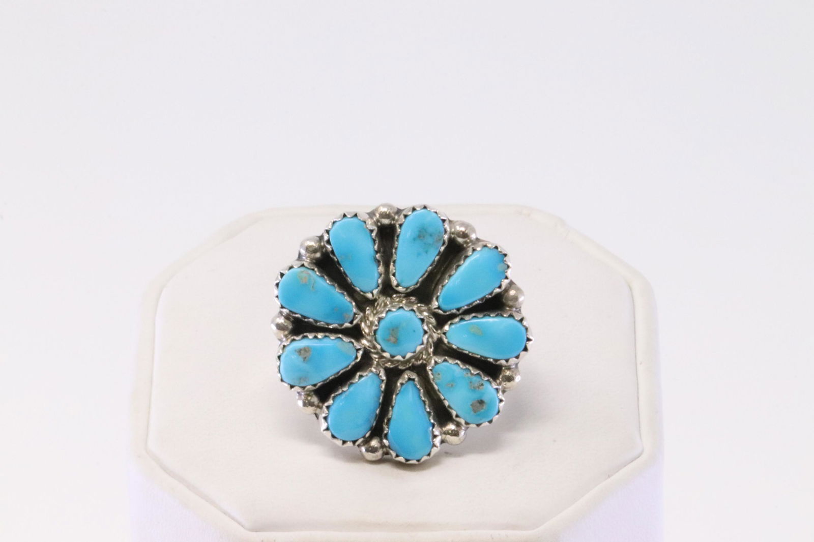 Native American Zuni Handmade Sterling Silver Turquoise Ring By AW. (1 of 4)
