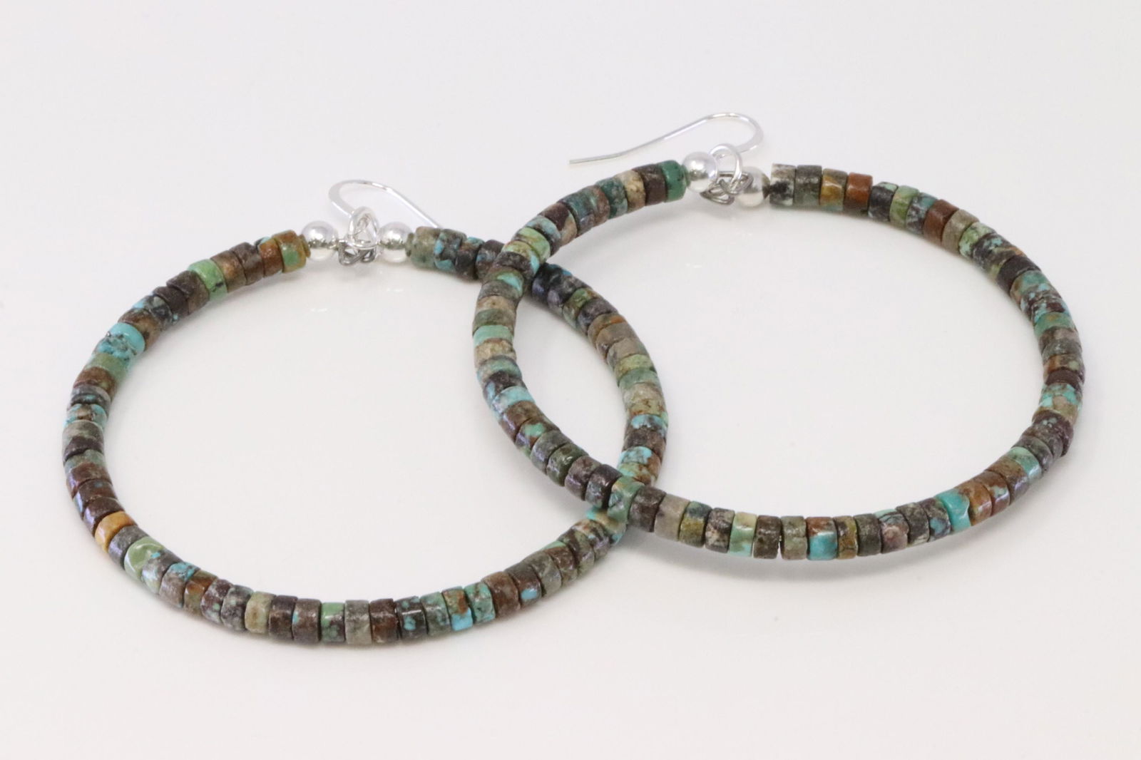 Native America Navajo Handmade Sterling Silver Turquoise Dangling Earring's. (1 of 3)