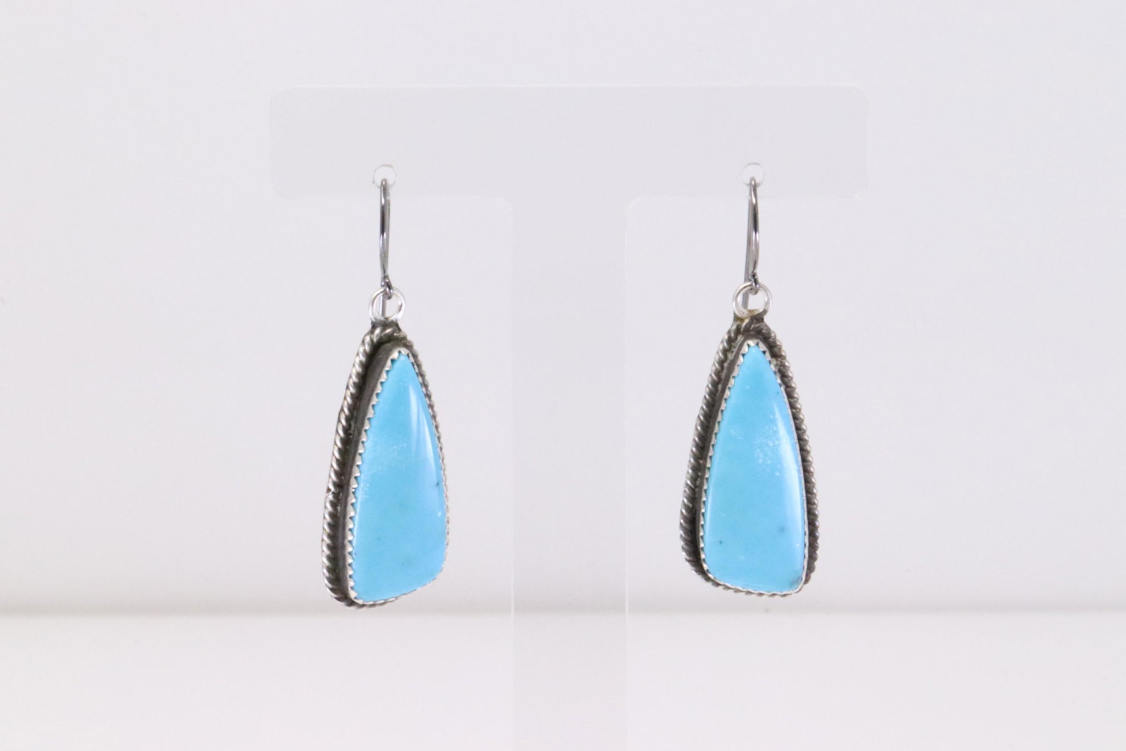 Native American Navajo Handmade Sterling Silver Turquoise Dangling Earring's By Virginia Becenti.: This is a Native American Navajo Handmade Sterling Silver Turquoise Dangling Earring's By Virginia Becenti.