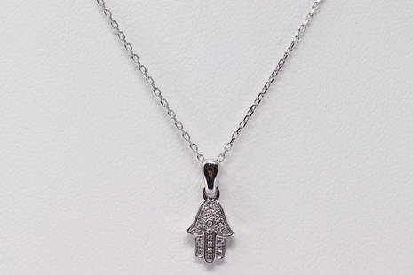 14Kt White Gold Diamond Pendant.: 14Kt White Gold Diamond Pendant. Pendand has Round Diamonds & A 14K Necklace. Diamonds weight: 0.08ctw. Necklace length: 16.00" Total weight: 2.48 Grams. APO-38Y