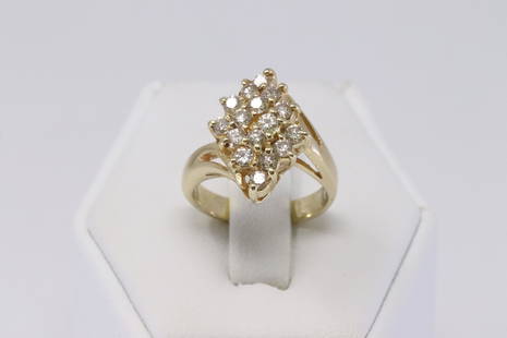 14Kt Ladies Yellow Gold Diamond Ring.: 14Kt Ladies Yellow Gold Diamond Ring. Ring has 16 round Diamonds . Ring size: 3.00. Weight: 3.67 grams.