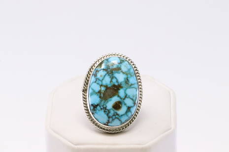 Native America Handmade Navajo Sterling Silver Turquoise Ring By SF.: This is a Native America Handmade Navajo Sterling Silver Turquoise Ring By SF. Ring size: 7.00.