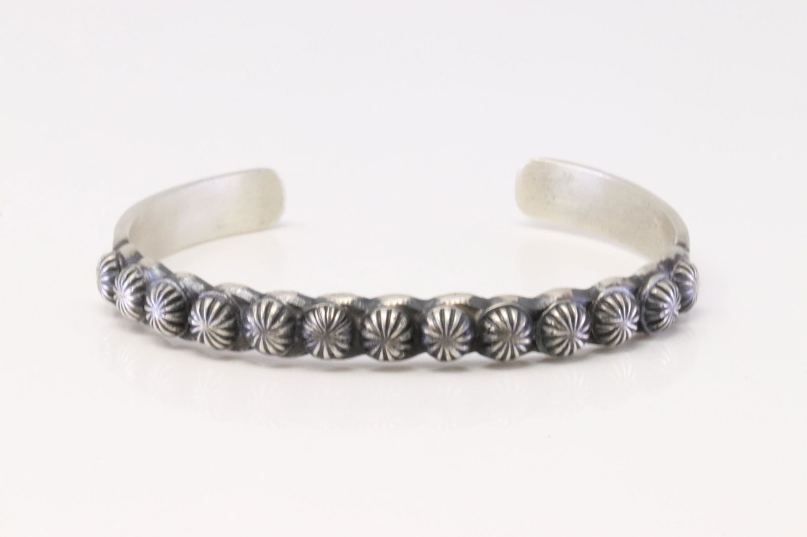 Native America Navajo Handmade Sterling Silver Solid Bracelet By MC. (1 of 4)